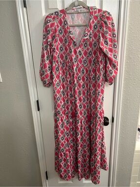 Collection by Cezele size small women's fuchsia 3/4 Lantern Sleeve Print Boho